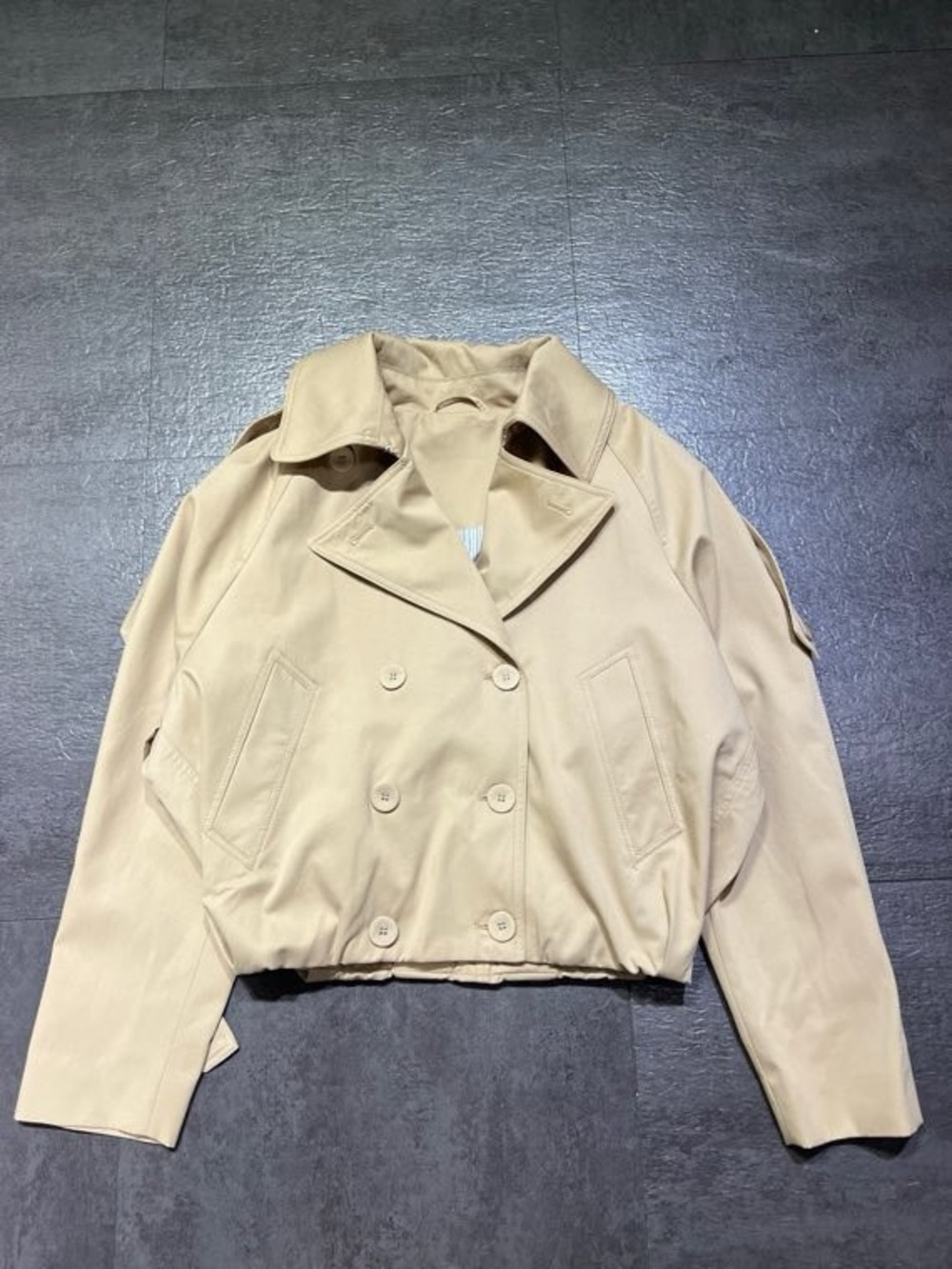 Acne Cropped Beige Double-Breasted Trench Coat